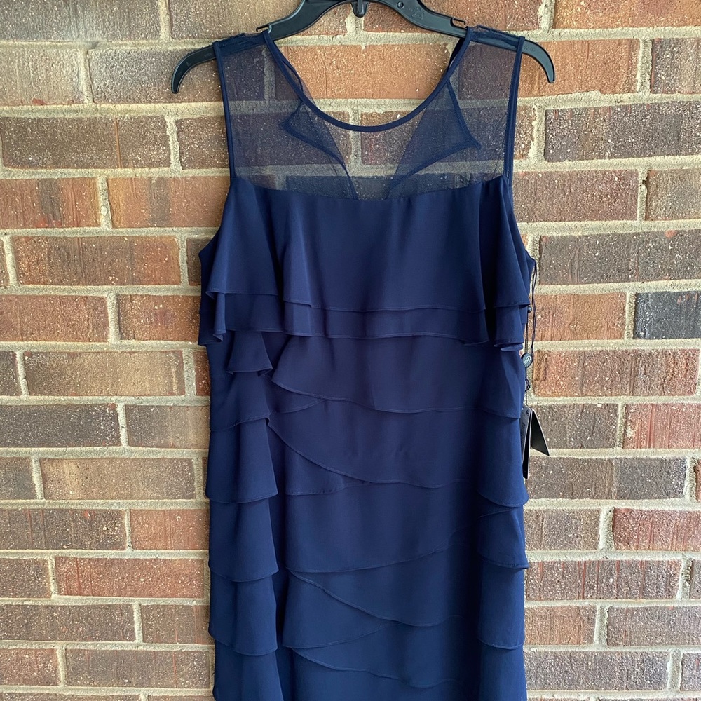 NWT Navy Sleeveless Ruffle Dress